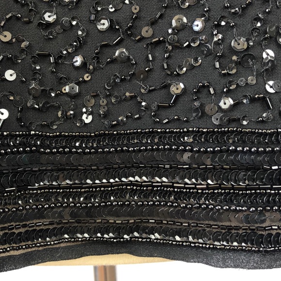 NWT Walter Baker Sexy Open Back Fancy Black Chiffon Sequin Blouse - Size Large - Picture 5 of 10